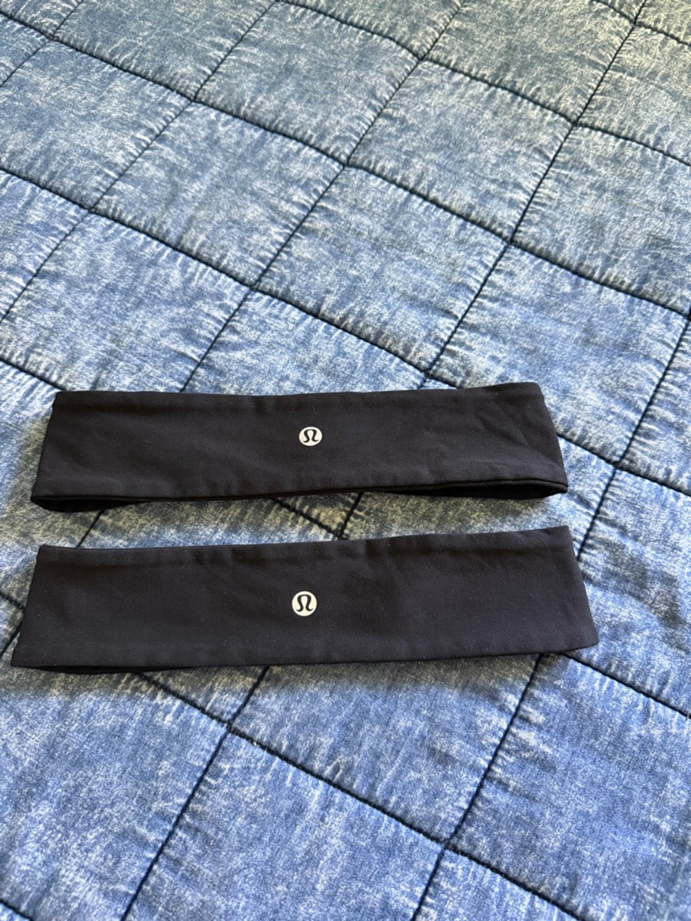 Two lululemon athletica Black Logo Stretch Headbands